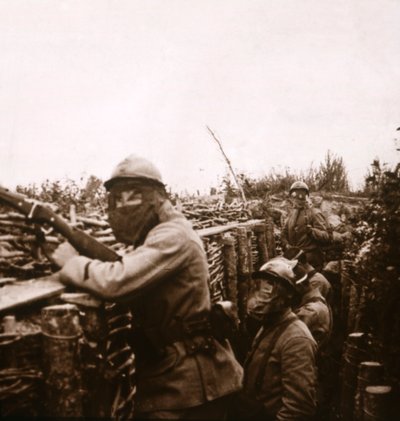 Alerta de gás em trincheiras, Champagne, norte da França, 1916 de Unbekannt