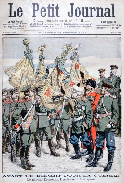 O general Dragomirov beija a bandeira antes que as tropas partam para a Guerra Russo-Japonesa, 1904 de Unbekannt