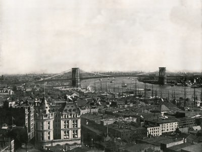 Vista geral mostrando a ponte de Brooklyn, Nova York, EUA, 1895. de Unbekannt