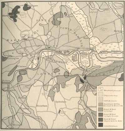 Mapa geológico do sítio de Londres, 1908 de Unbekannt