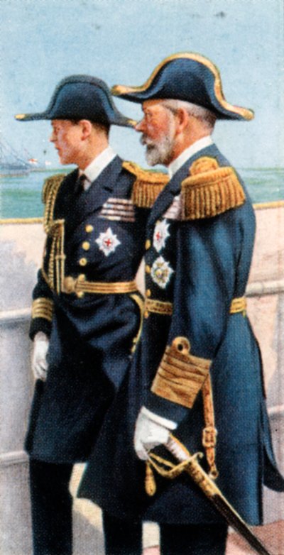 George V e o Príncipe de Gales revisando a frota, 26 de julho de 1924, c1935 de Unbekannt