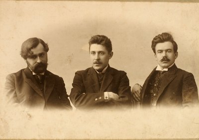 Georgy Chulkov, Vasili Milioti e Genrich Tasteven, escritores russos, 1900 de Unbekannt