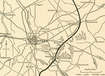 Posições alemãs perto de Ypres, Flandres, Primeira Guerra Mundial, 1915, c1920. de Unbekannt