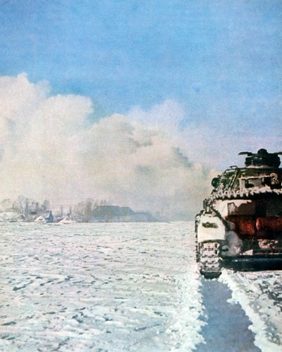 Tanque alemão lutando na neve, Rússia, janeiro de 1943 de Unbekannt