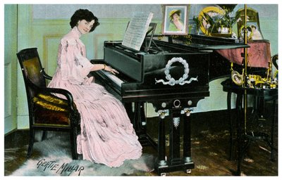 Gertie Millar, atriz e cantora britânica, tocando piano, c1890-1909 de Unbekannt