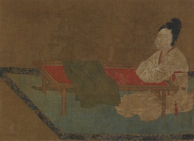 Menina sentada em um bastidor de bordar, dinastia Ming, século XV. de Unbekannt