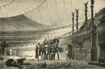 Gladiadores saudando o imperador antes de se juntar ao combate, 1890. de Unbekannt