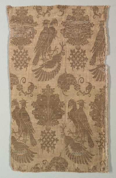 Seda estampada em ouro com falcões e heráldica, 1360-1400. de Unbekannt