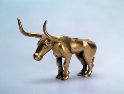 Estatueta de ouro de uma peça de touro de um poste de um dossel, cita, terceiro milênio aC de Unbekannt