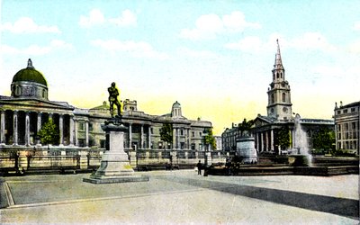 Estátua de Gordon e Galeria Nacional, Trafalgar Square, Londres, século XX de Unbekannt