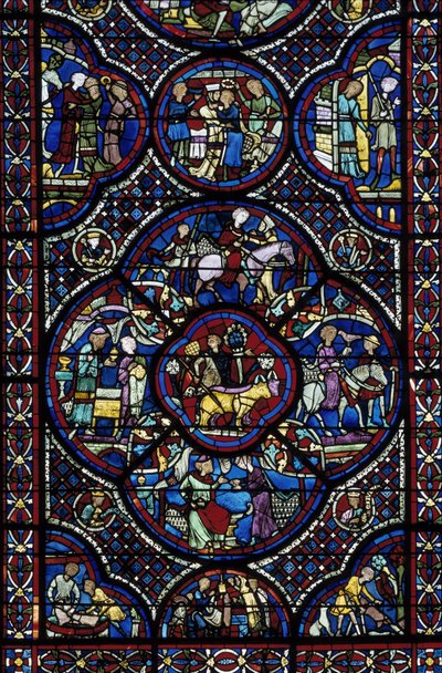 Arte gótica: a vida da criança prodígio. Vidro manchado do ambulatório da Catedral de Saint Etienne de Bourges (Loir et Cher) de Unbekannt