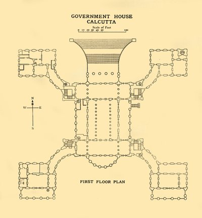 Casa do Governo Calcutá - Planta do Primeiro Andar, 1925. de Unbekannt