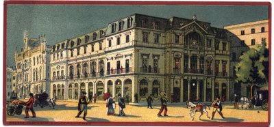 Grandes hotéis: vista exterior da Avenida Palace em Lisboa, Portugal - Mapa de uma série que apresenta os hotéis da "Compagnie Internationale des Grands Hotels", finais do século XIX - início do século XX de Unbekannt
