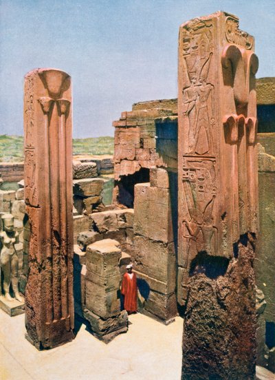 Pilares de granito com decoração em lótus e papiro, Templo de Amon-Re, Karnak, Egito, século XX de Unbekannt