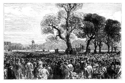 Grande demonstração na Reformers Tree em Hyde Park, Londres, meados do século XIX de Unbekannt
