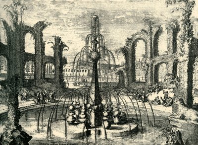 Fonte verde e coliseu ... Château DEnghien, Bélgica, final do século XVII-início do século XVIII, 1903. de Unbekannt