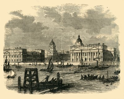 Hospital de Greenwich, do rio, c1878. de Unbekannt