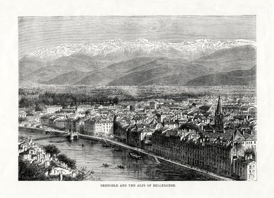 Grenoble e os Alpes de Belledonne, França, 1879 de Unbekannt