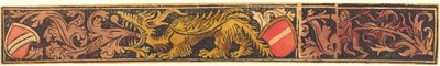 Faixa Grotesca com Dragão, Escudos e Homens Selvagens, c. 14751500. de Unbekannt