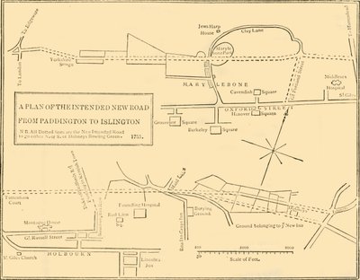 Planta da nova estrada de Islington para Edgware Road, 1755, c1876. de Unbekannt
