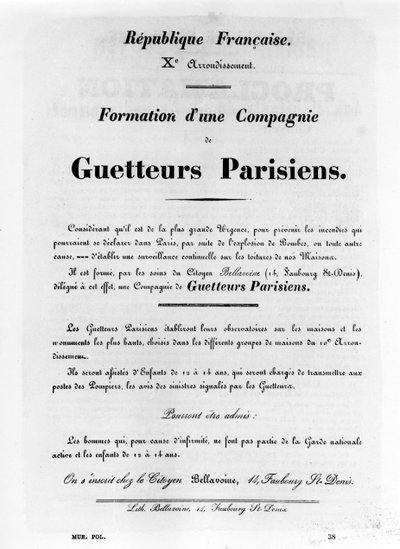 Guetteurs Parisiens, dos cartazes políticos franceses da Comuna de Paris, maio de 1871 de Unbekannt