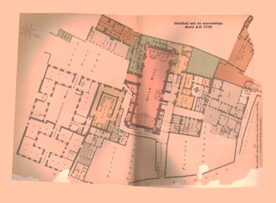 Plano de Guild Hall, cidade de Londres, c1750, 1886 de Unbekannt