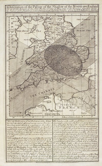 Mapa de Halley e descrição do eclipse de Unbekannt