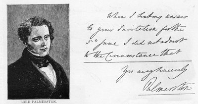 Caligrafia e assinatura de Henry John Temple, 3º Visconde Palmerston (caneta e tinta sobre papel) de Unbekannt