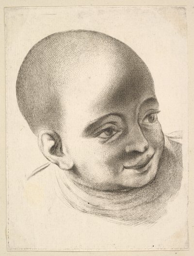 Cabeça de uma criança, de Livre de Têtes Gravées dapres F. Boucher et Autres Livro de ..., século XVIII. de Unbekannt