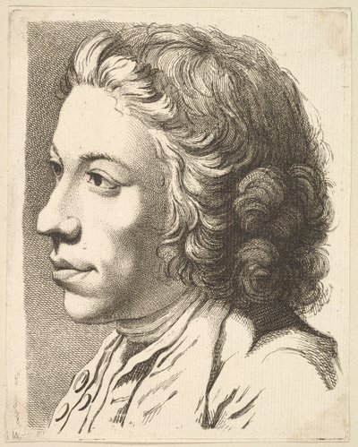 Chefe de um homem de perfil, de Livre de Têtes Gravées dapres F. Boucher et Autres ..., século XVIII. de Unbekannt