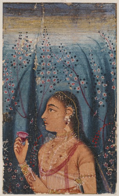 Cabeça de uma jovem, entre caules floridos, c. 1620. de Unbekannt