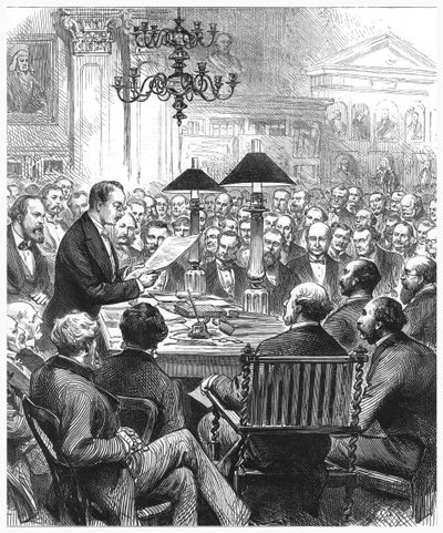 Heinrich Schliemann palestrando em Londres, 1877 de Unbekannt