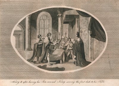 Henrique II, depois de ter seu filho coroado rei, servindo o primeiro prato à sua mesa, 1170 1793 de Unbekannt