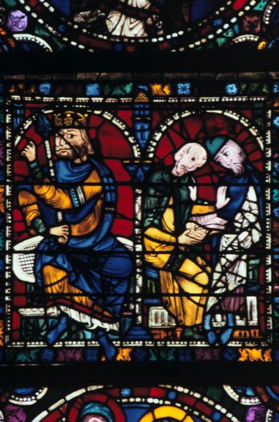 Herodes e seus conselheiros, vitral, Catedral de Chartres, França, 1145-1155 de Unbekannt