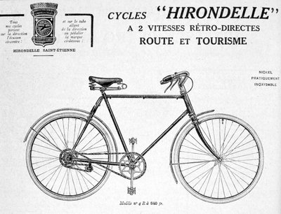 Hirondelle Saint Etienne, anúncio de turismo de bicicleta, século 20 de Unbekannt