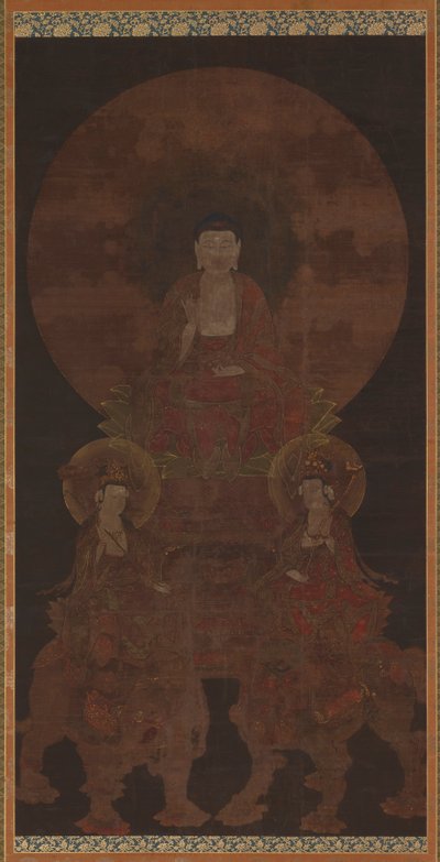 Buda histórico Shakyamuni com os Bodhisattvas Fugen..., período Muromachi, século XV. de Unbekannt