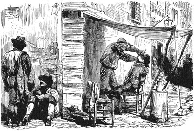 História da Roma Antiga. A Barbearia de Roma na cidade velha de Unbekannt