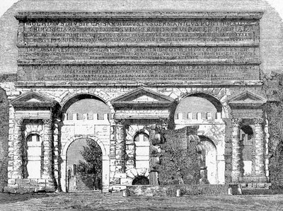 História da Roma Antiga. Gravuras em Roma de 1872 Porta Maggiore, ou Porta Nevia de Unbekannt
