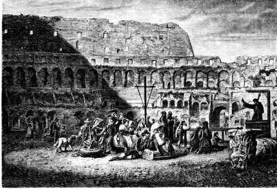 História da Roma Antiga. O sermão quaresmal do interior do Coliseu. Imprimir 1800 de Unbekannt