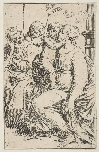 Sagrada Família com São João Batista, cópia inversa de Cantarini, ca. 1640-1642 ou depois. de Unbekannt