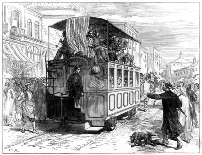 Bonde puxado a cavalo, Constantinopla, 1877 de Unbekannt