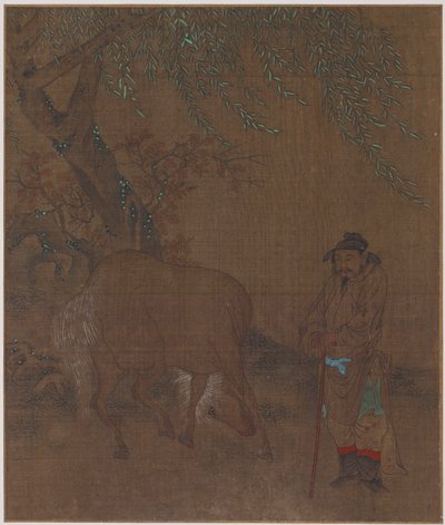 Cavalo e noivo sob um salgueiro, possivelmente dinastia Ming, 1368-1644. de Unbekannt