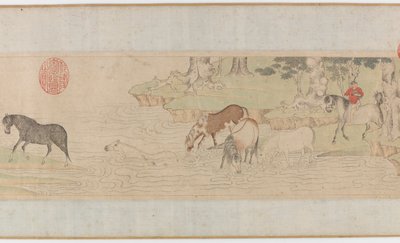 Cavalos e noivos cruzando um rio, Yuan ou início da dinastia Ming, século XIV. de Unbekannt