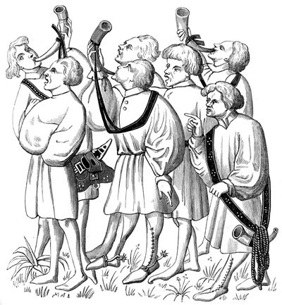 Como gritar e tocar cornetas, século 1549 de Unbekannt
