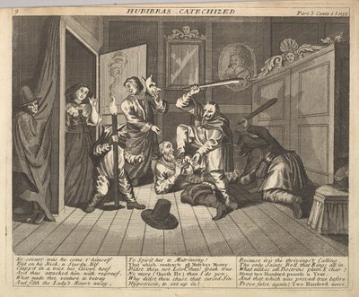 Placa 9 catequizada de Hudibras: Ilustrações para Samuel Butlers Hudibras, 1725-30. de Unbekannt
