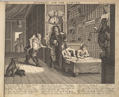 Hudibras e a placa do advogado 12: Ilustrações para Samuel Butlers Hudibras, 1725-30. de Unbekannt