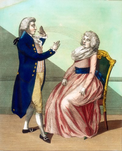 Hipnotizador hipnotizando um paciente, c1795 de Unbekannt