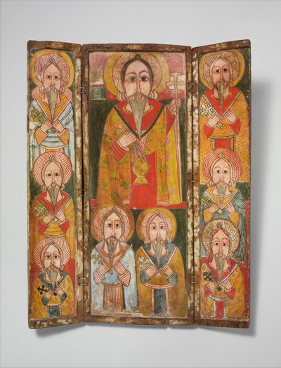 Icon Triptych: Ewostatewos e oito de seus discípulos, final do século XVII. de Unbekannt