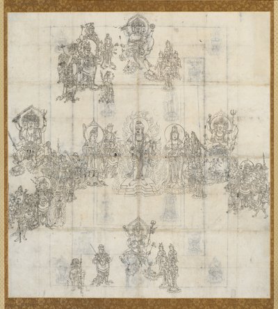 Esboço iconográfico Zuzo para os reis benevolentes Sutra Mandala, anos 1100. de Unbekannt