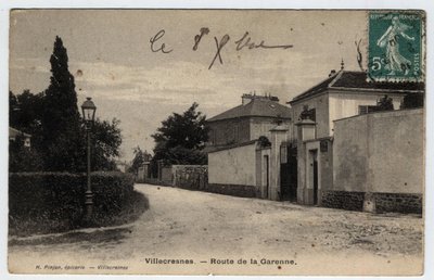 Ile de France, Val de Marne (94), Villecresnes: route de la Garenne - Postalard dated 1909 de Unbekannt